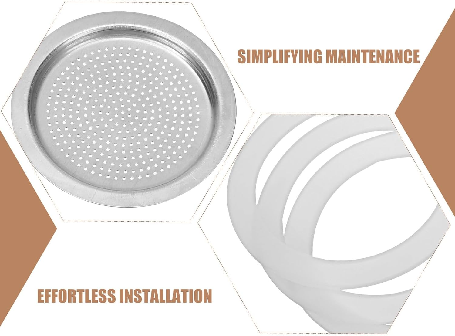 10Pcs Silicone Gasket and Filter Set for 6-Cup 300Ml Espresso Coffee Maker &ndash; Food-Safe Leak-Resistant Replacement Sealing Rings and Filters for Stovetop Canister and Coffee Machine image number 4