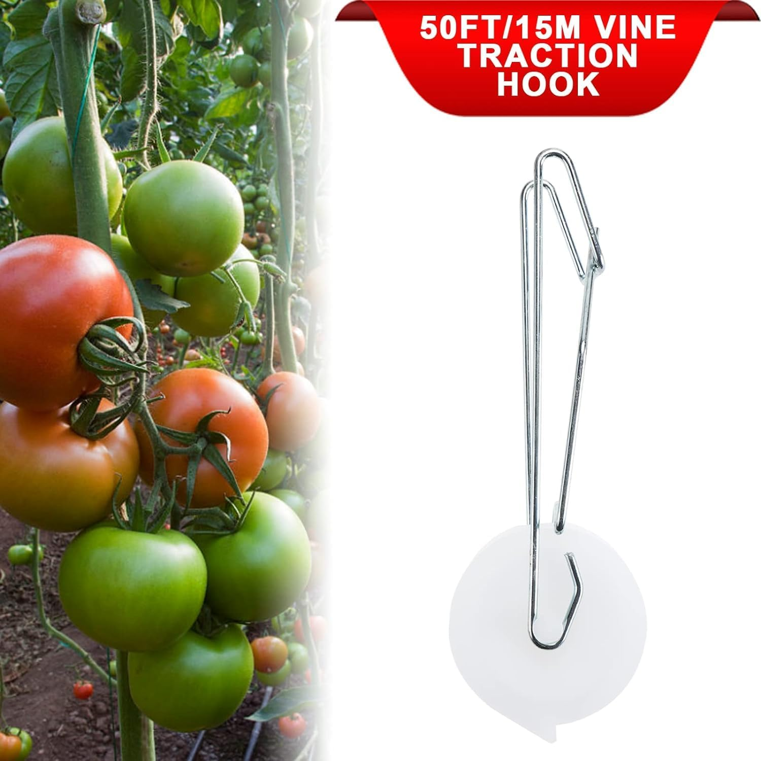 10Pack Greenhouse Trellising Kit Plant Roller Hooks, Tomato Trellis Roller Hooks with 15M Twine, for Tomato,Plant, Greenhouse, Flower Vine Twine Crop Trellis Kit image number 5