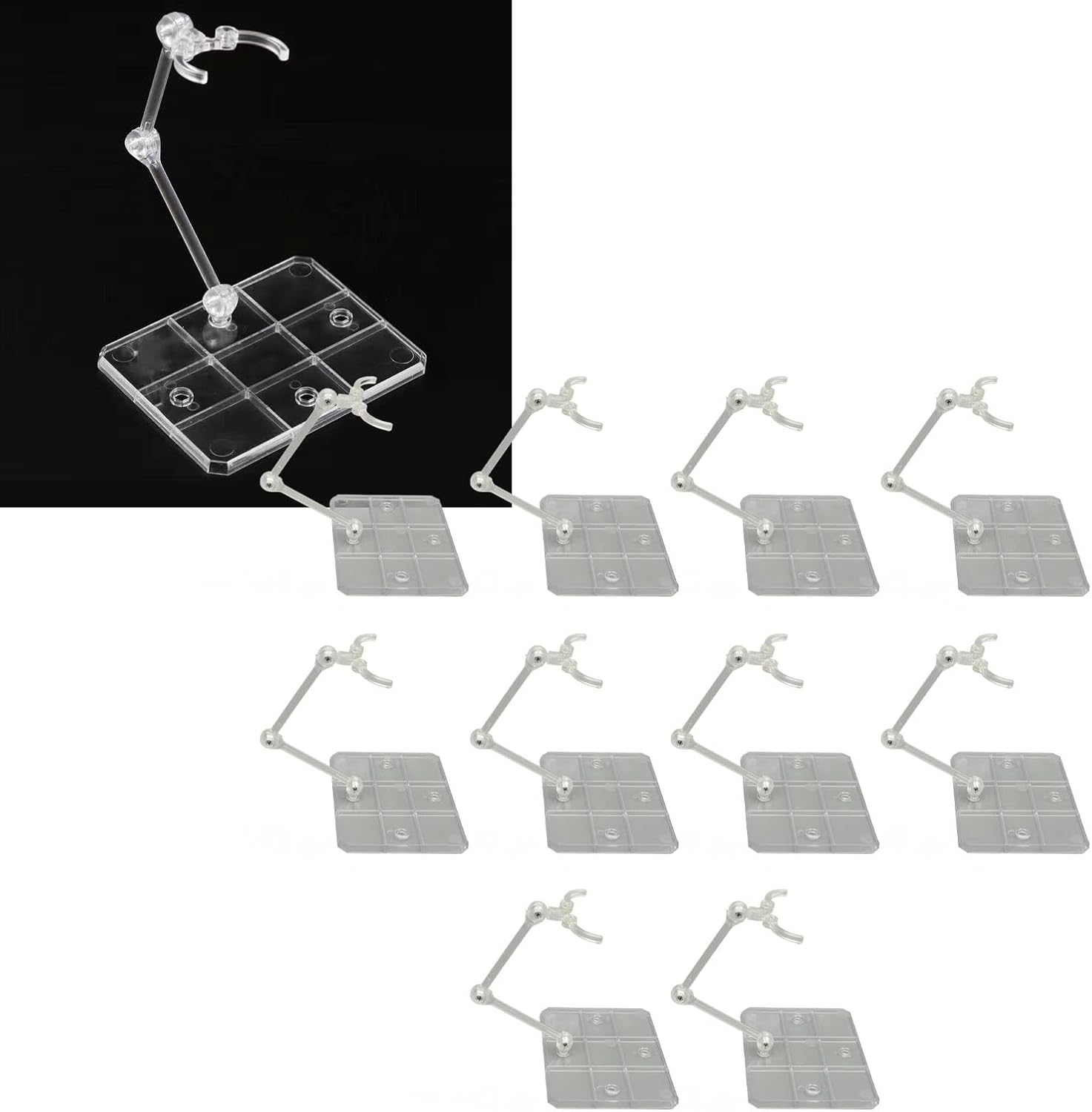 Anime Figure Stand, Acrylic Figure Display Stand, 10 Sets Wide Compatibility Transparent Stable Figure Support Holder for 6In Models image number 6