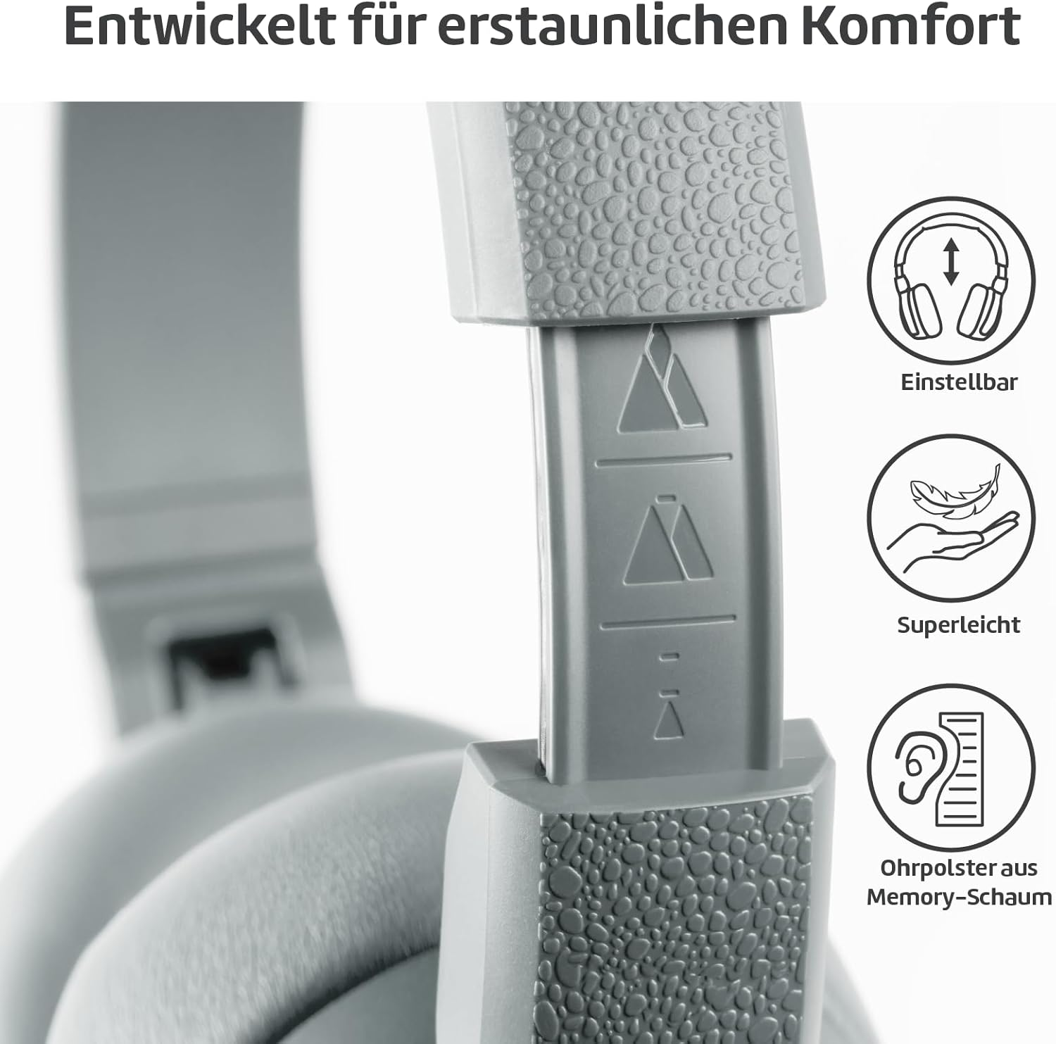 POGS Drahtloser Bluetooth Over-Ear Noise Cancelling-Kopfh&ouml;rer | the Turtle | Faltbarer Robuster Kopfh&ouml;rer | Lautst&auml;rkebegrenzung 85 Db, Mikrofon | Kabellose Musik-Sharing-Funktion (Grau)