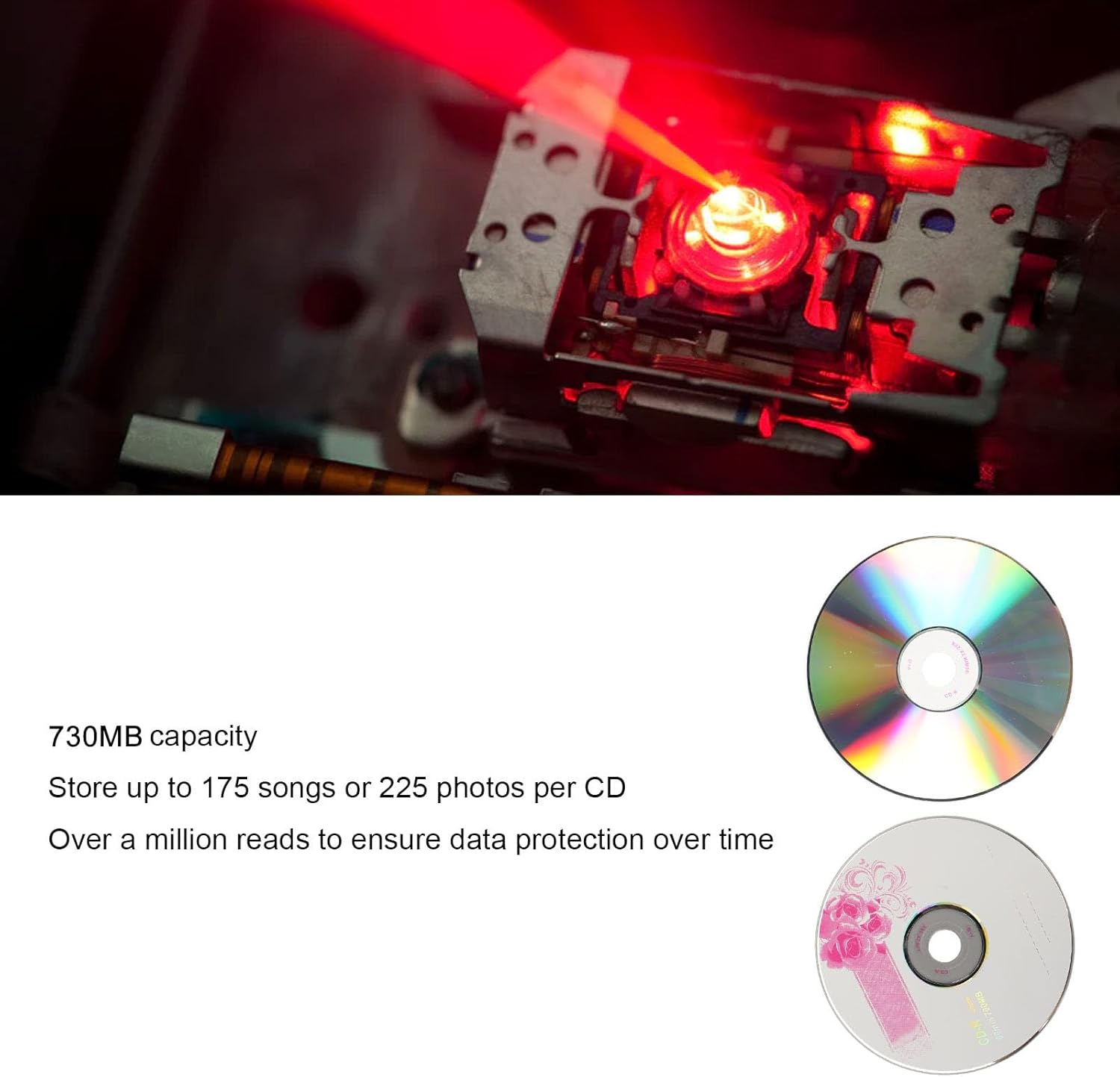 CD R Blank Discs, CD R 700MB 52X White Inkjet Hub Printable Recordable Media, CD R Top Blank Data Recordable Media Disc, Blank Media Recordable Movie Data Disc for Music Video image number 3