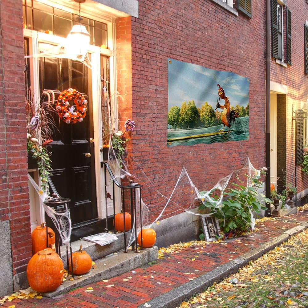 Chicken Joe Flag 4X6Ft Funny Cool Flag Banner Surf'S up Vibrant Colors for College Dorm Room Decorations Double Sewing Edges and 4 Shiny Brass Grommets (4X6Ft) image number 2