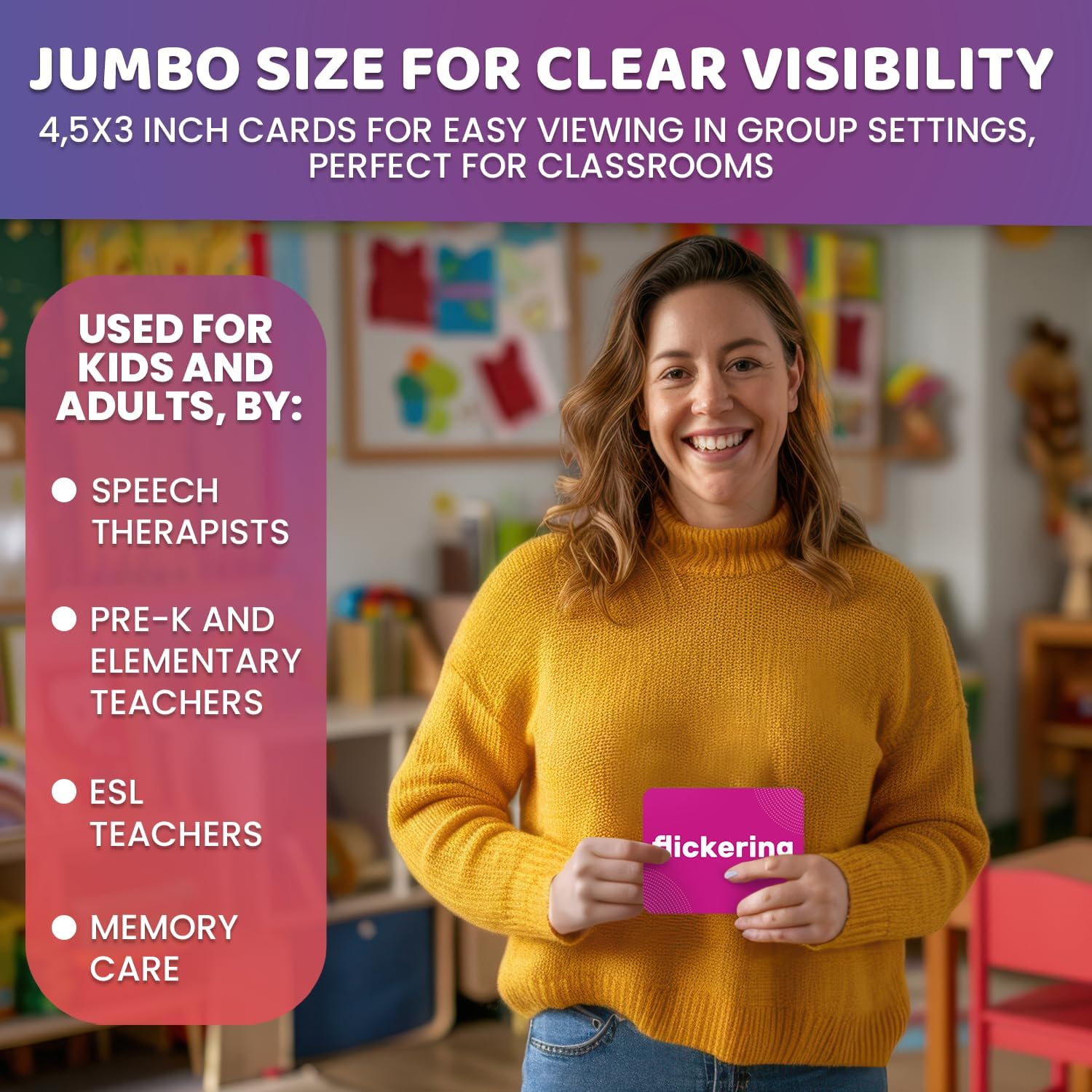 QUOKKA 364 Flash Cards for Kids Adults - Real-Life Large Preschool Flash Cards for Speech Therapy, ABA Therapy, ESL Teaching, Early Childhood Education, 7 Vocabulary Building Categories with Emotions image number 4