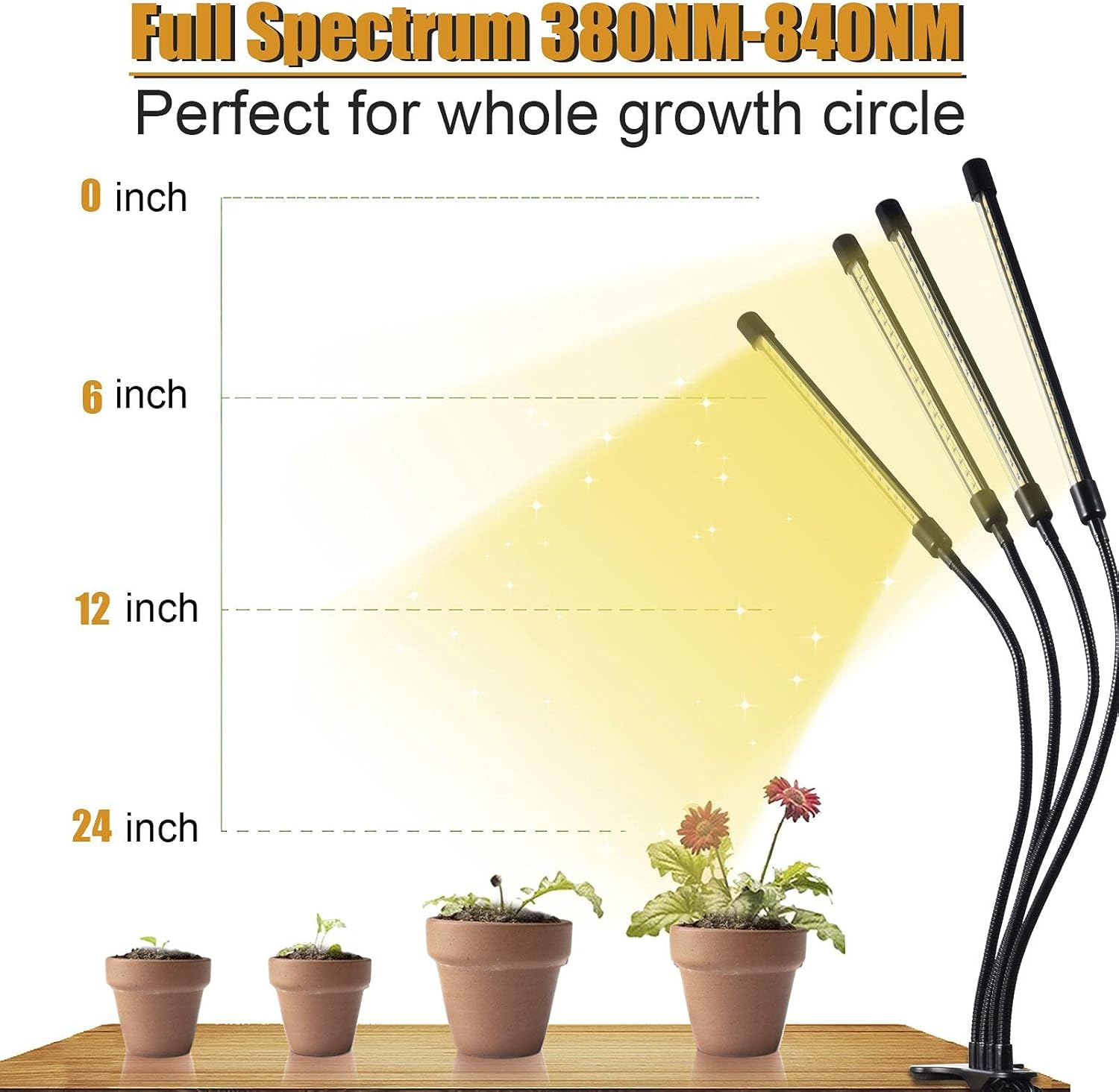 Plant Lights for Indoor Growing - Clamp-On Plant Grow Light, Indoor Plant Lamp Lights Full with 4 Heads 80Leds for Greenhouse Gardening (Color : U.S. Regulations) image number 1