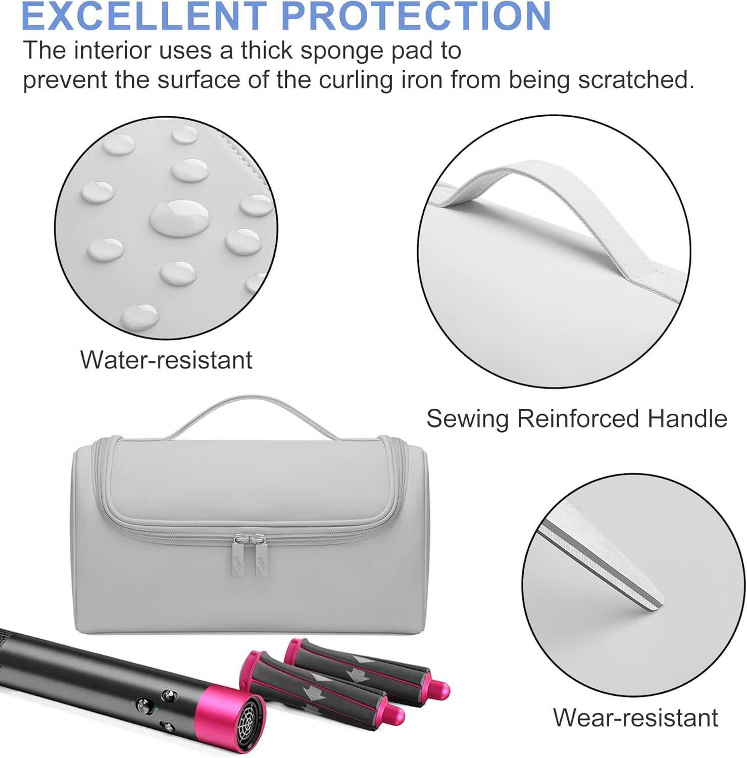 Travel Case Compatible with Dyson Airwrap Styler, Portable Storage Bag for Hair Curler and Attachments, Waterproof Travel Organizer with Hanging Hook Multi-Pockets (Grey) image number 1