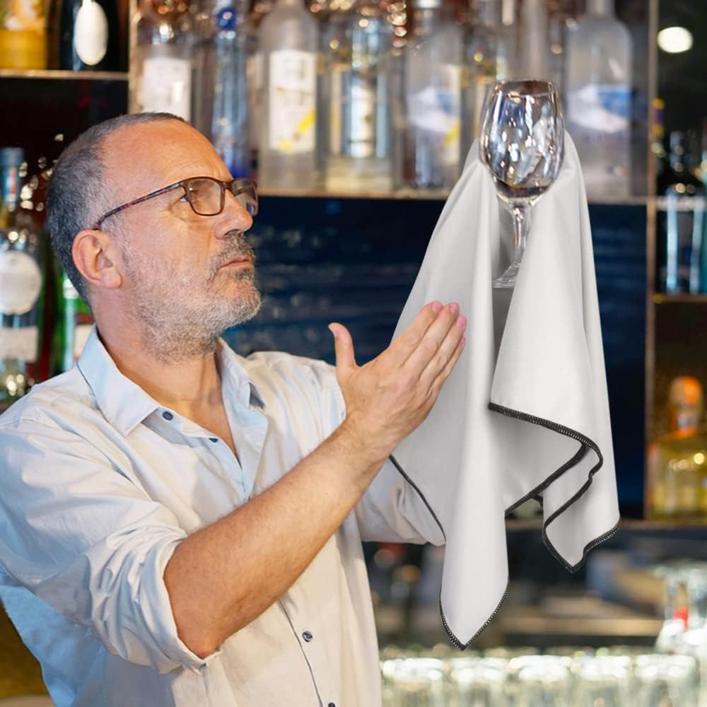 Sinland Microfiber Glass Polishing Cloths Lint -Free Drying Towels for Wine Glasses Stemware Dishes Stainless Appliances Grey 51CM X 64CM Pack of 2 Grey image number 2