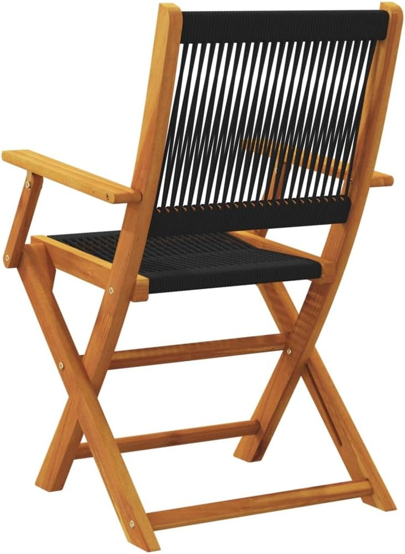 Vidaxl Folding Garden Chairs &ndash; Solid Acacia Wood, Black, 54X57X91 Cm &ndash; Set of 4 Outdoor Dining Loungers for Gardens, Patios, Balconies - Black image number 6