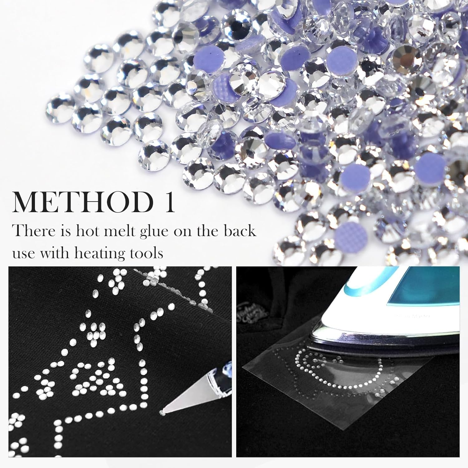 Sularpek Hotfix Rhinestones, 2880 Pieces Hot Fix Crystals Flat Back Rhinestones, SS10 Hotfix Glass Rhinestones, Nail Art Gemstones for Crafts for Clothing, Shoes and DIY image number 2