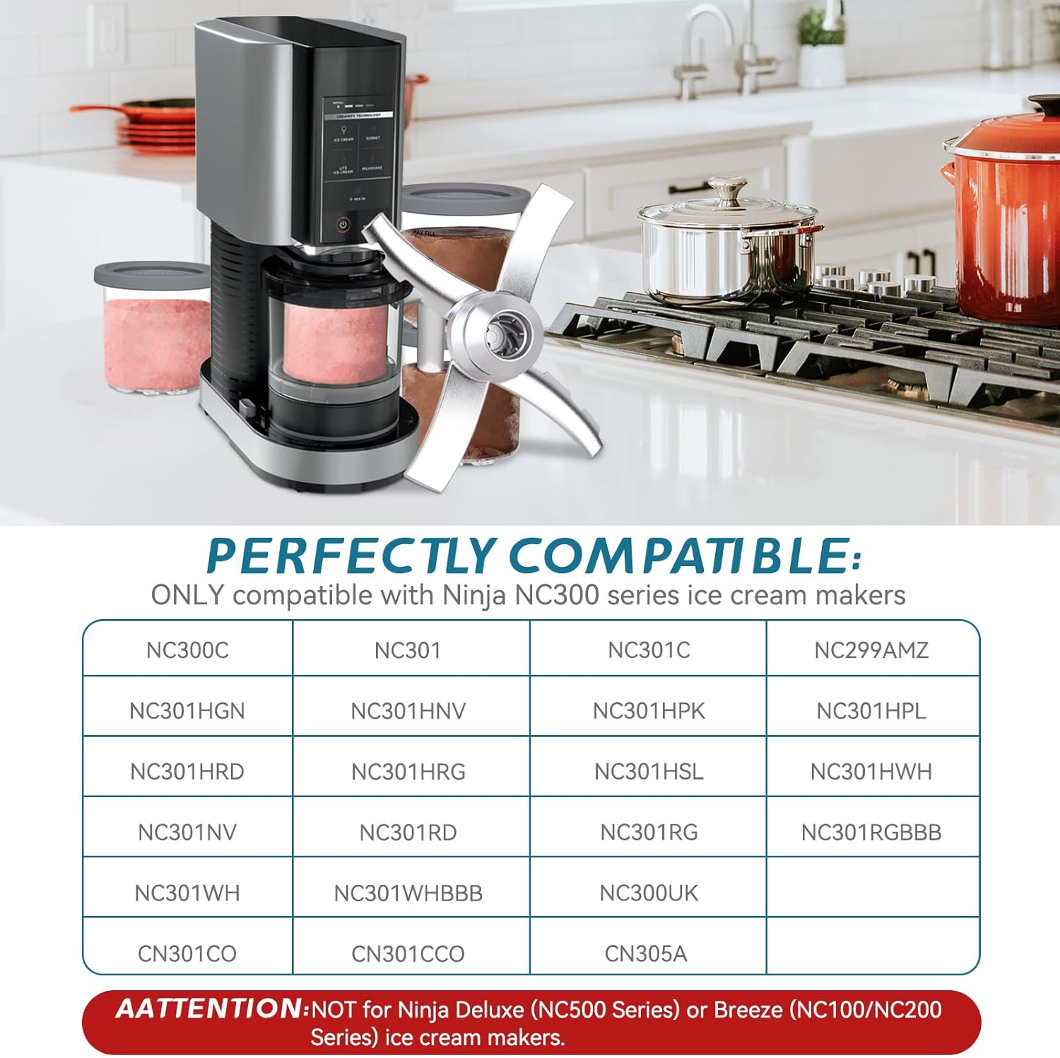 Replacement Paddle Blade for Ninja Creami NC300 Series Ice Cream Makers - Paddle Blade Replacement for Ninja Creamerizer NC299AMZ NC301 CN305A NC101 NC201 image number 6