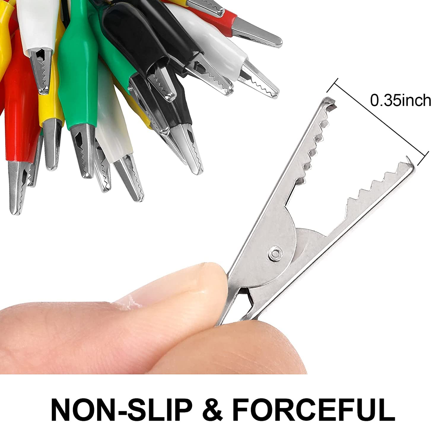 Romeda 20Pcs Electric Alligator Clips, 21.5 Inch 5 Color Test Lead with Alligator Clips, Stamping Jumper Wires for Electrical Testing, Circuit Connection, Experiment image number 3
