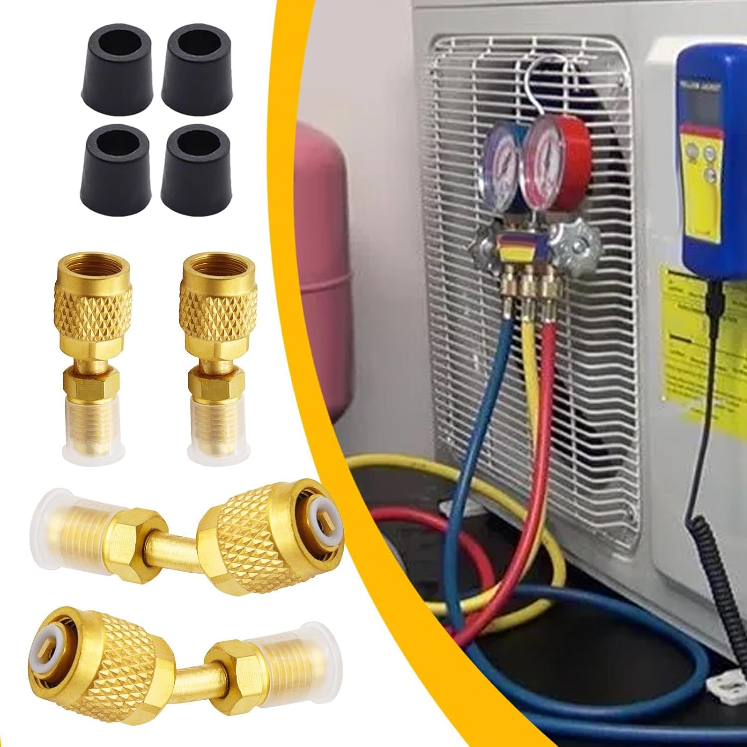 Split Power Adapter, Cvc Adapter R410A High Efficiency R410A Adapter Fittings Air Conditioning Tools Heavy Duty Refrigerant Hose Adapter, Refrigeration Adapter for Cl