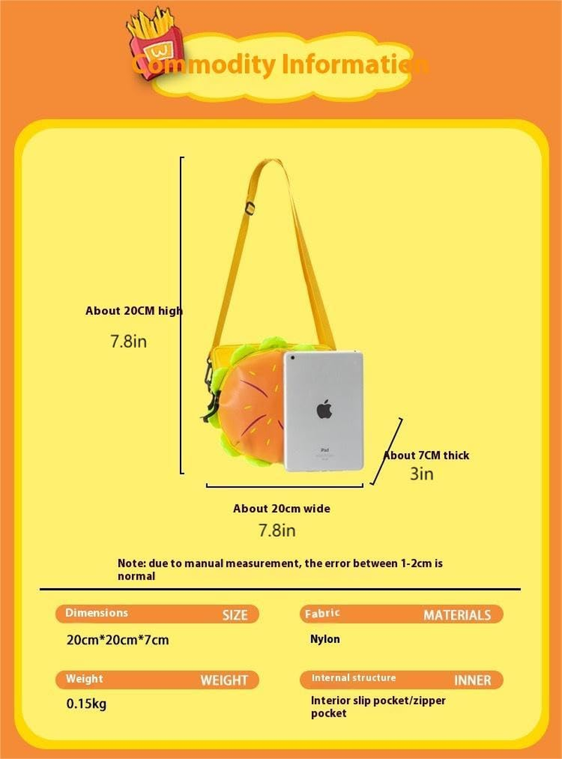 RRISETAG Cheeseburger Backpack, Funny Yellow Cartoon Space Cheeseburger Backpack - Cute Design - Shoulder Bag image number 3