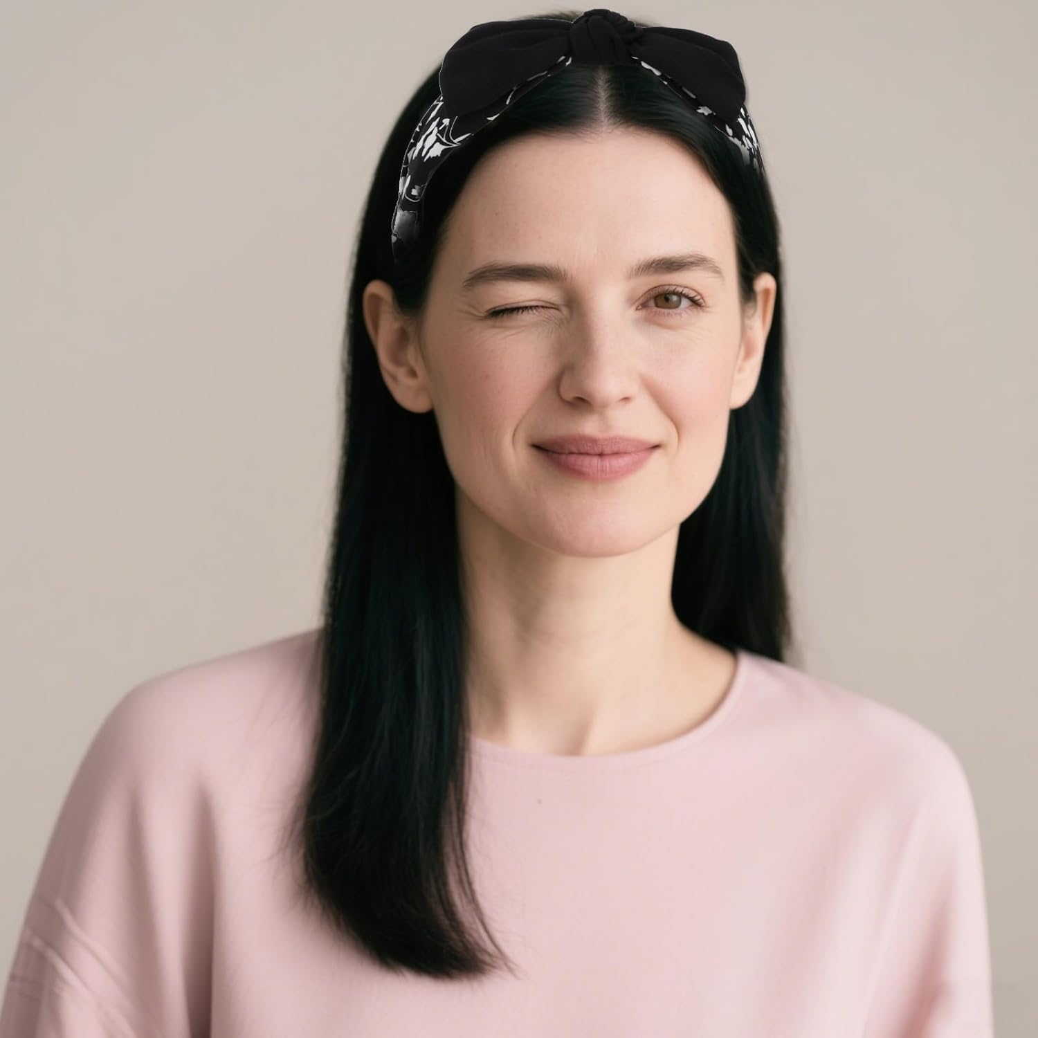 EXIPSAT 2 X Women'S Hair Band with Floral Pattern, Great Bow Knot Design, Wide and Comfortable, Perfect Hair Accessory image number 1