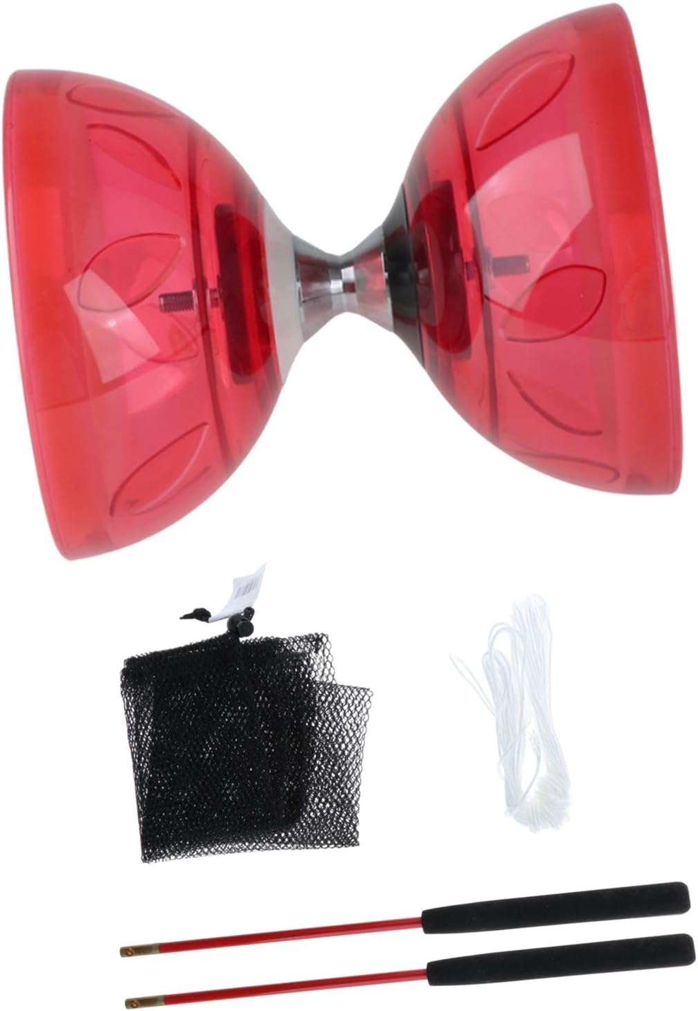 EHJRE Diabolo Toy Set with Sticks and Ropes for Juggling Fun for Kids and Adults, L Red