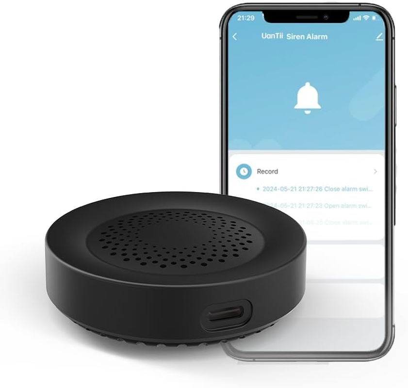 Uantii Tuya Smart Siren Alarm 100Db Loud Speaker Wifi Siren Speaker with Strobe Light Alert for Home Security System Works with Smart Life App (White)