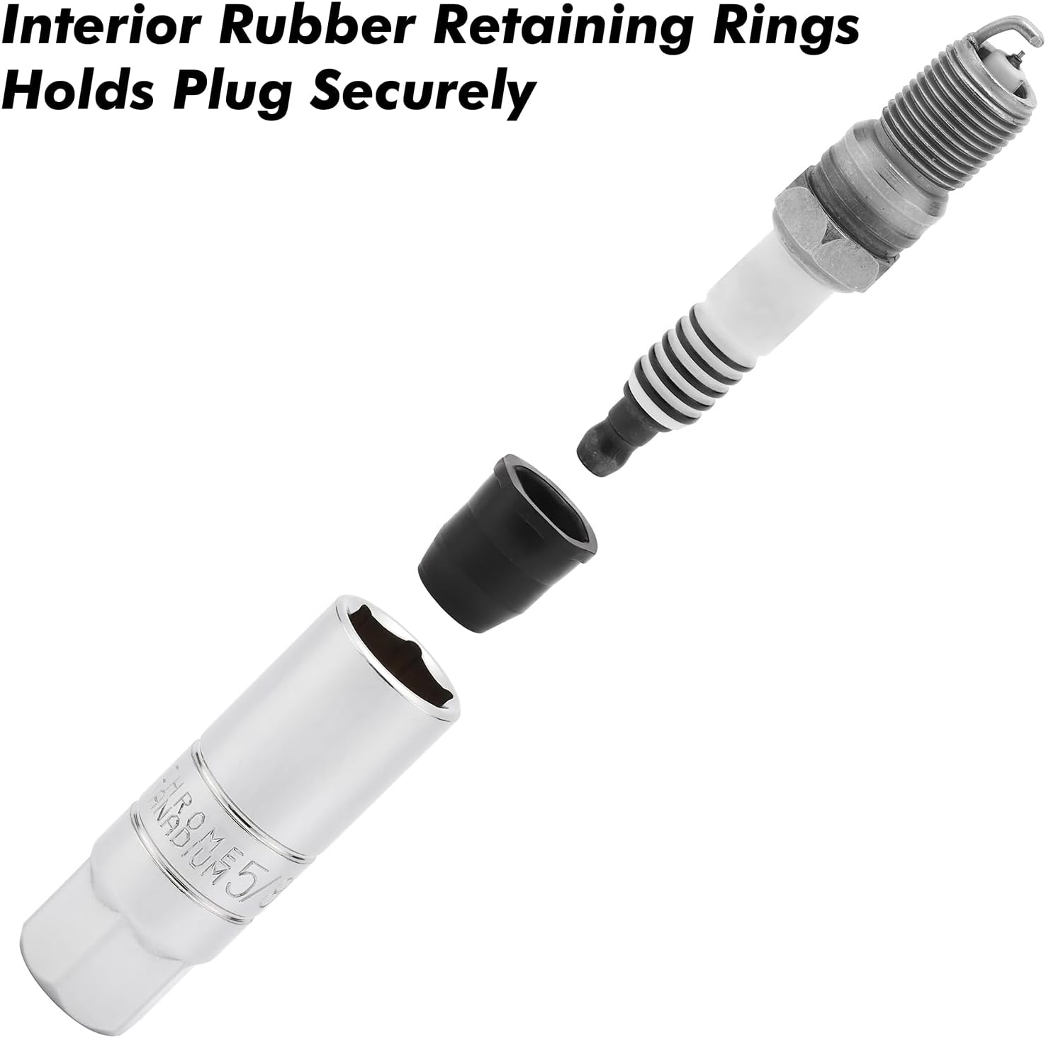 3/8-Inch Drive Spark Plug Socket Set, 6-Point, Include Extension Bar, Universal Joint & Spark Plug Gapper, 8Piece Set, CR-V Steel image number 1