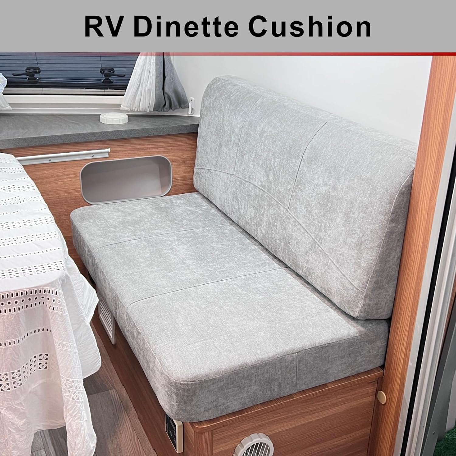 Dulepax RV Dinette Booth Cushions with Memory Foam，Replacement Camper Cushions，Dinette Seat for Camper Trailer，Rv Dinette Seat Including 1 Backrest & 1 Bench,Rv Sofa,Rv Couch,Grey,36Inch. image number 2