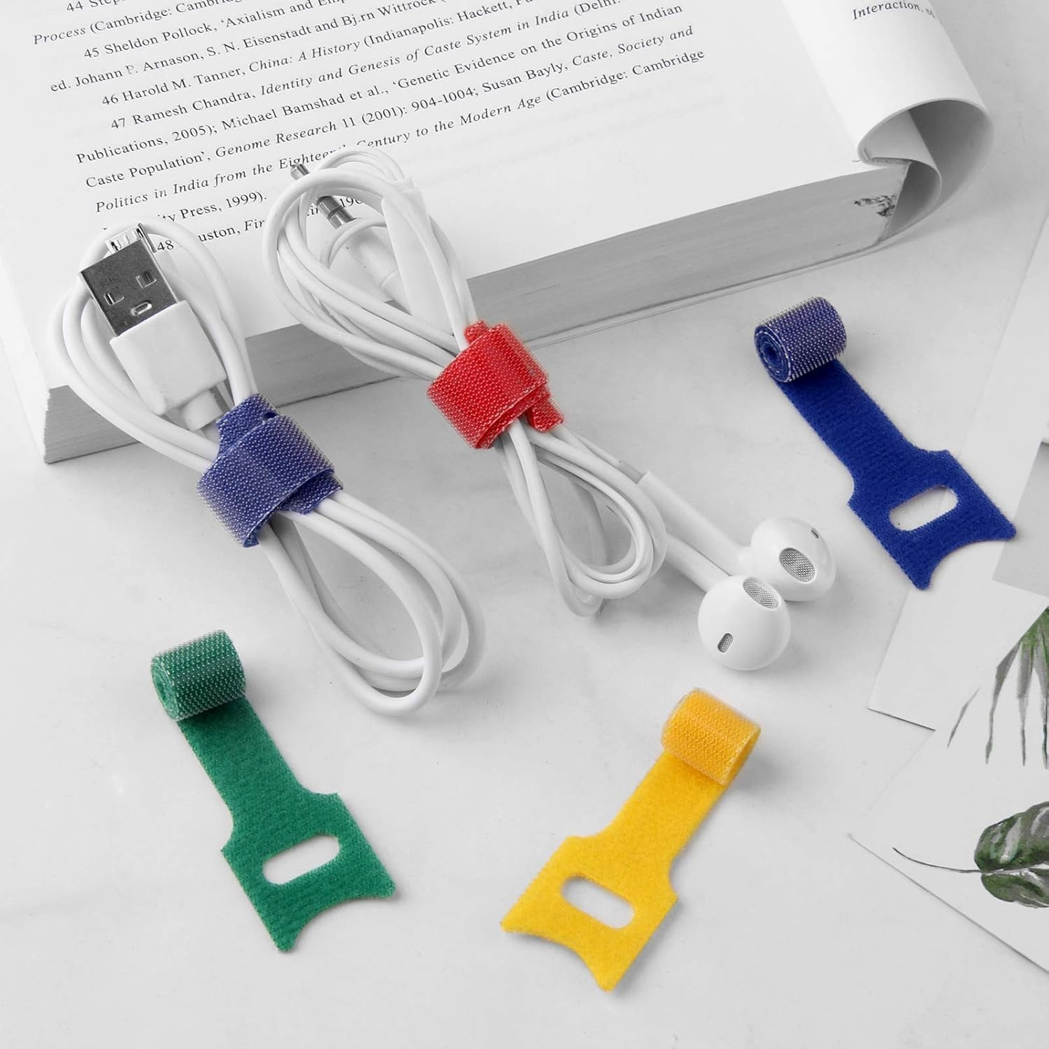 Quhoxdye 120 PCS Reusable Cable Ties with Hook and Loop, Multi-Purpose Adjustable 8 Inch Cable Management Wire Ties Cable Straps for Organizing Home, Office and Data Centers (Multicolored) image number 5