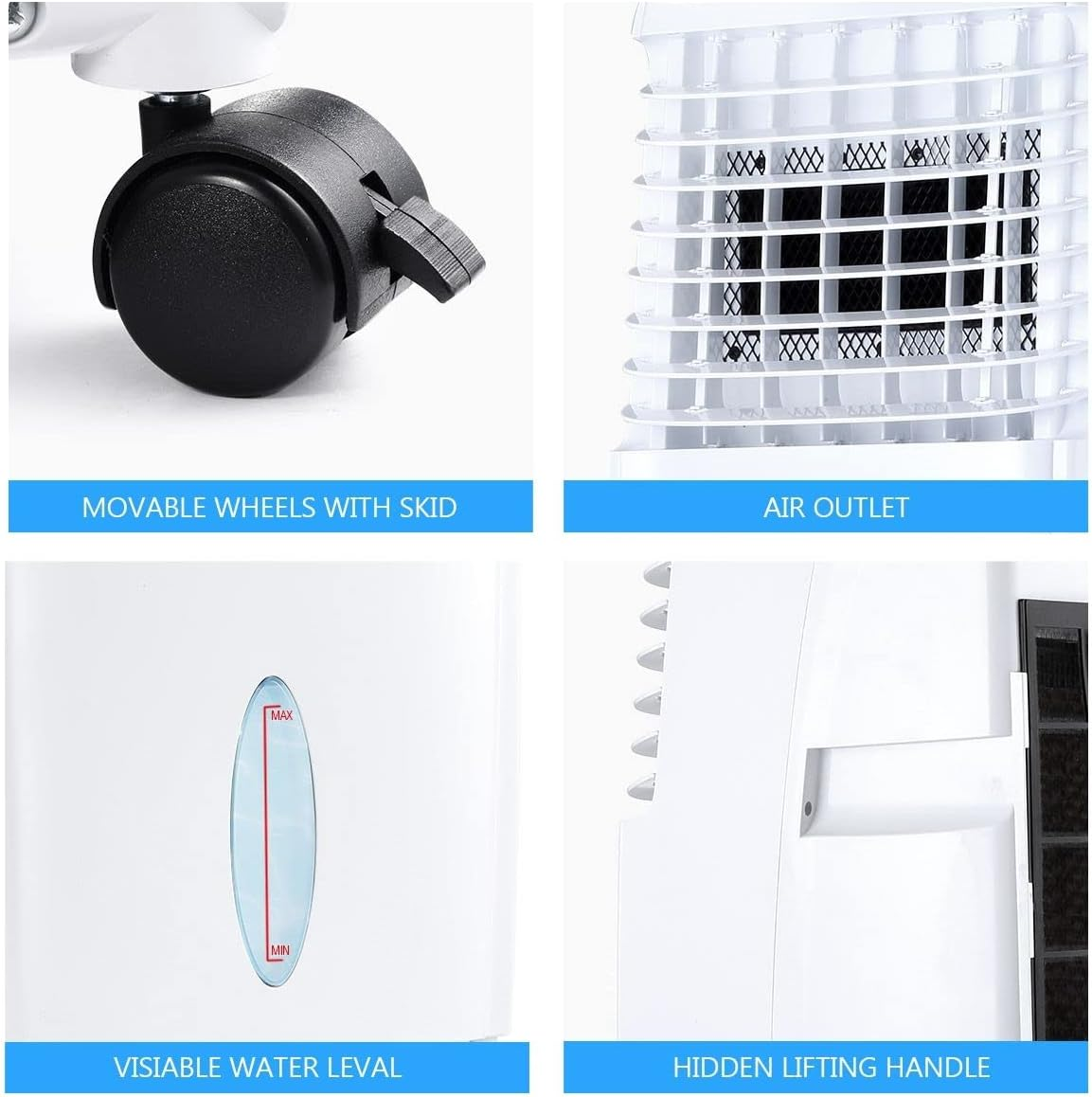 Maxkon 10L Portable Air Conditioner with 1300Cbm/Hour Air Flow Evaporative Air Cooler Fan with Ionizer/Humidifier Conditioner for 20-30CBM Home, Office image number 4