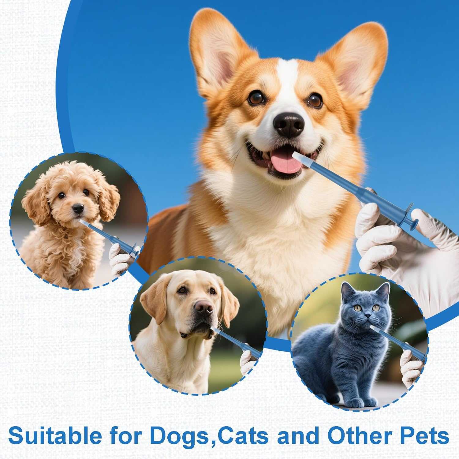 Pet Pill Plunger Popper Cat Tablet Dispenser Pet Side Grip Medication Feeder, All-In-One Dog Medication Stick for Dogs Cats Birds