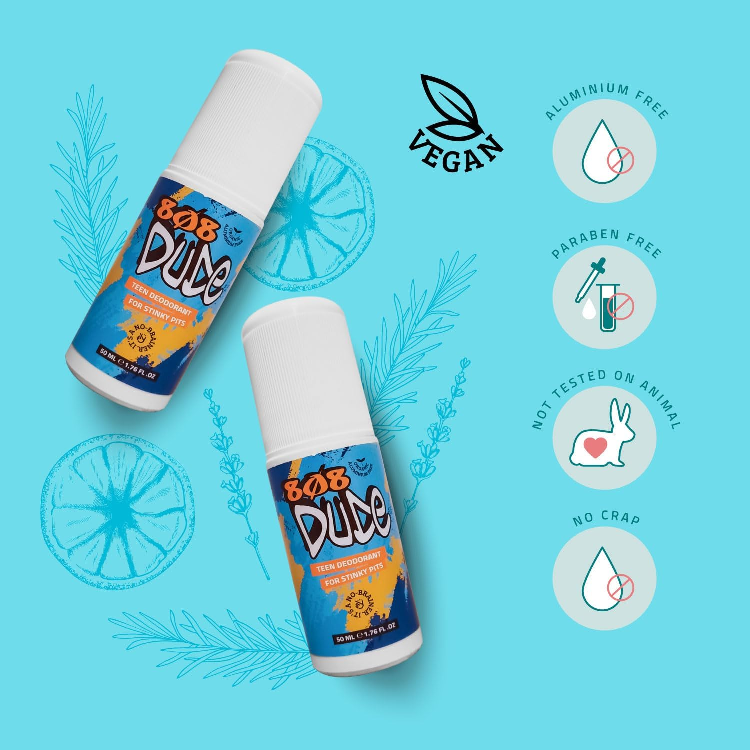808Dude Certified Organic Deodorant for Teen Boys. Eliminate Kids Stinky Pits. Aluminum Free. Native and All Natural Cruelty Free and Vegan Ingredients for the Ultimate Kidz Armpit Detox 50Ml image number 4