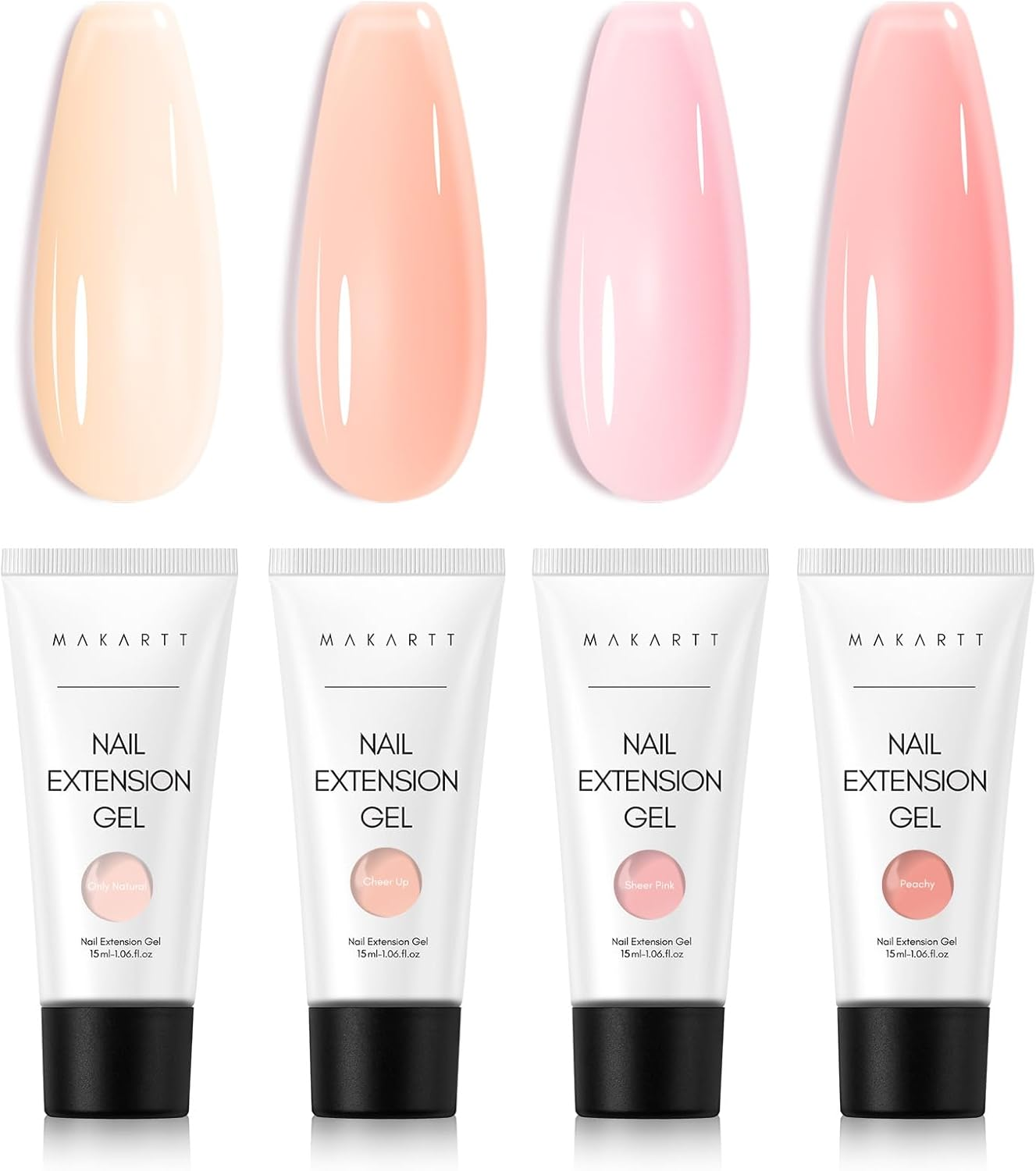 Makartt Poly Nail Gel Set: 4 Nude Pink 15ML, Strong Builder for Extension Strengthener, Long Lasting, Neutral Classic Colors French Manicure Kit Salon Supplies at Home image number 4