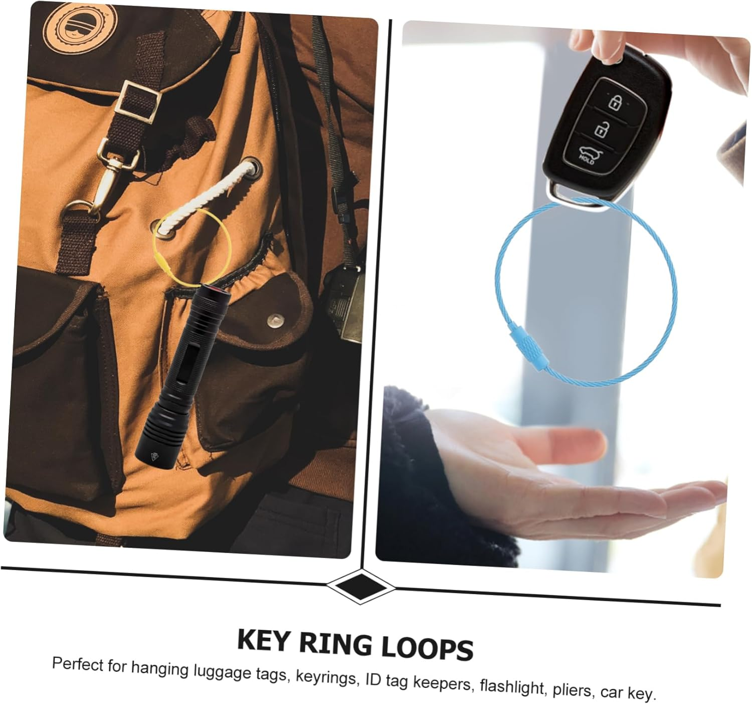 BELLIFFY 20Pcs Keychain Cable Rings Keyring Keepers Accessory Lightweight Stainless Wire Keychain Ring for Cruise Luggage Tags Random Color image number 5