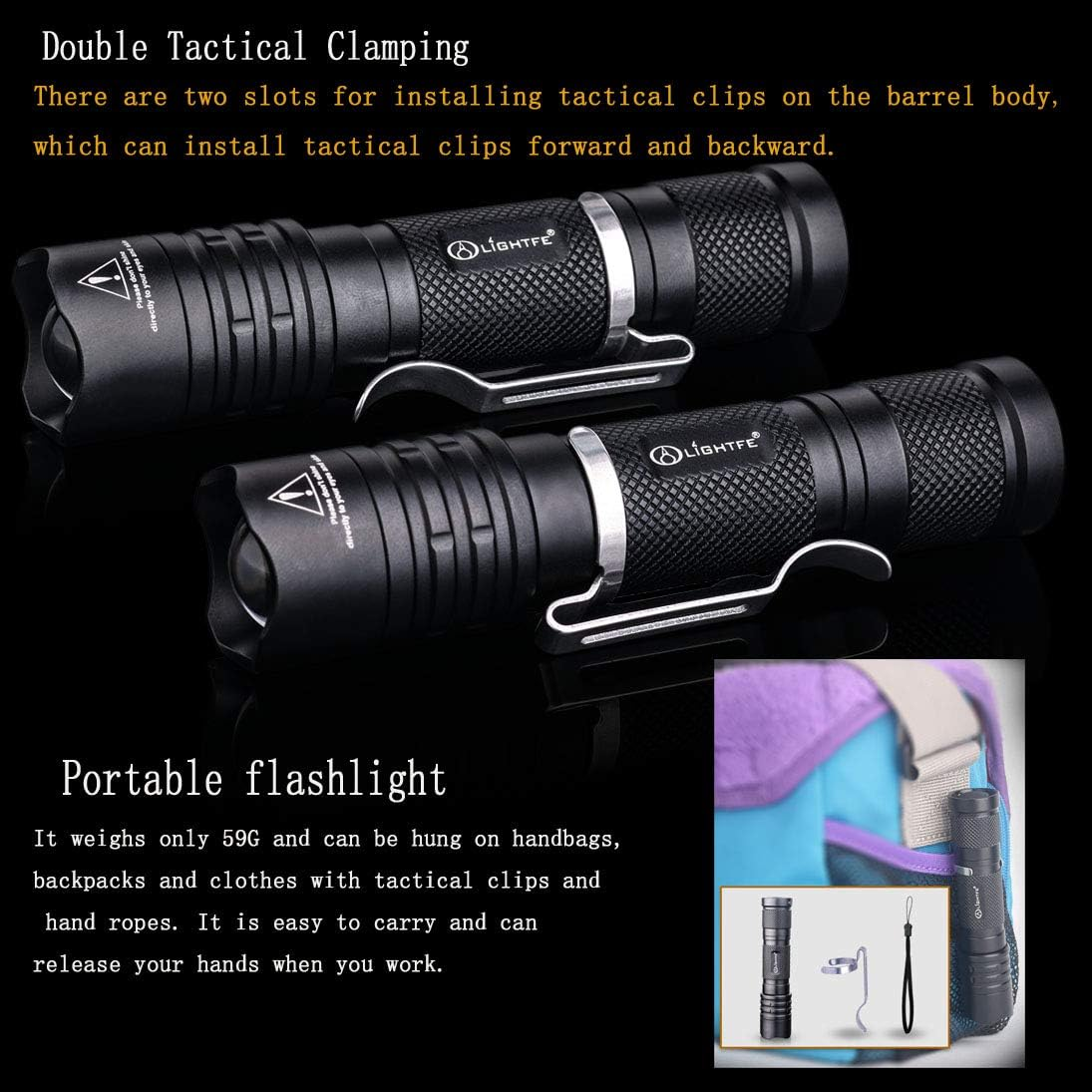LIGHTFE 365Nm LED Flashlight Double UV and White Light Lens Zoom Strong Light Identification Handheld UV Torch AA Battery for Lamp -Spot Scorpions, Pet Urine, Counterfeit Money, Bed Bugs,For Resin&hellip; (ZM28 UV&W) - Uv301Plus-365Nm image number 5