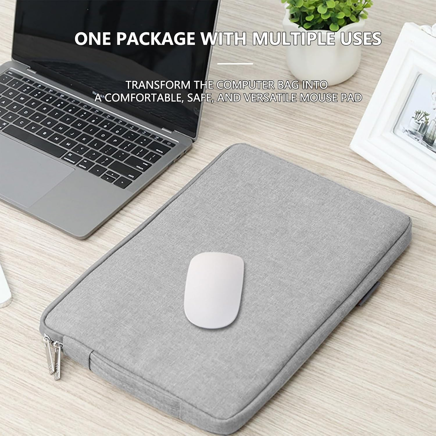 Taoluwin Laptop Sleeve Case, 3-Layer Protective Computer Cover with Padded Interior, Front Pocket for Accessories, Convertible to Mouse Pad (12.5-13.5 Inch) image number 1