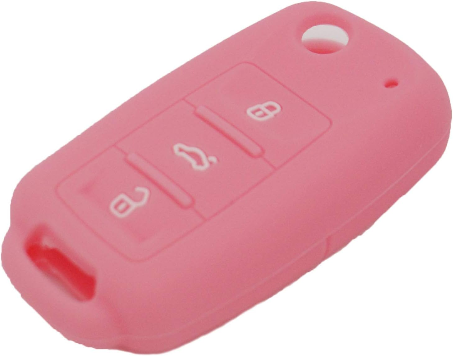 Lemsa 2Pcs Rubber 3 Buttons Flip Key Fob Cover Case Remote Keyless Protector Bag Holder Compatible Withvw Volkswagen Jetta GTI Passat Golf Tiguan Touareg Beetle, Red/Pink image number 4