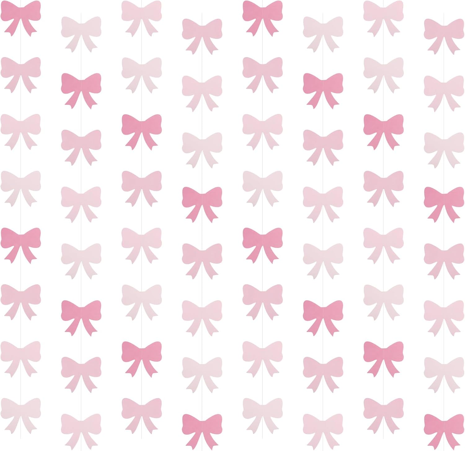Gosknor 8Pcs Pink Paper Bow Banners, Party Decoration, Curved Shape, for Bow Theme Parties image number 5