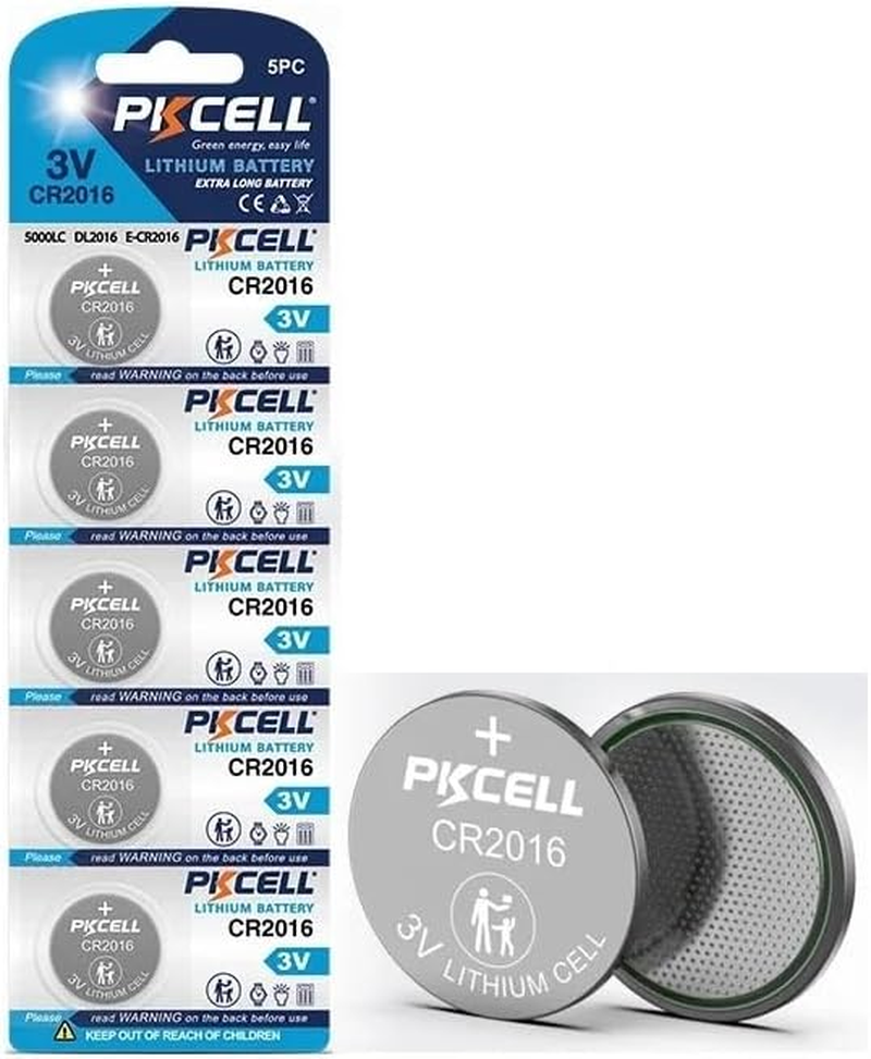 CR2016 3V Coin Battery 5Pcs Ideal for Car Keys, Toys, Heart Rate Monitor, Calculators, Remote Controls, Digital Thermometers, Watches, Cameras