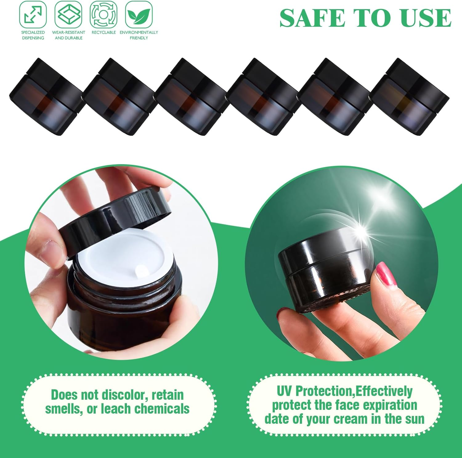 120Pcs 10G Amber Glass Jars Assortment Kit with Inner Liners and Black Lids, Spoons and Blank Labels for Storing Lip and Body Scrub, Lotion, Body Butter, Bath Salts image number 6