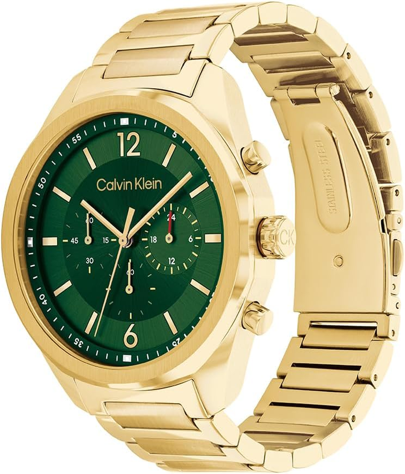 Calvin Klein Men'S Ck Force Gold Steel Quartz Fashion Chronograph Watch, 25200266, Grey, 45 Mm image number 4