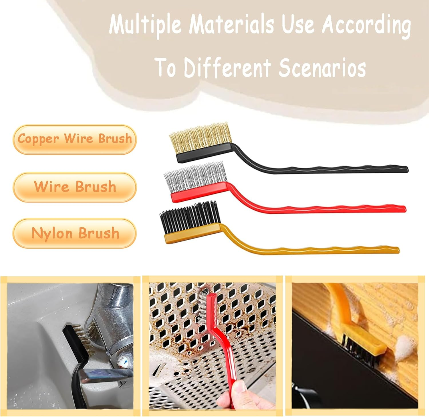 Wakouter Crevice Cleaning Brushes, 11 Pcs Multifunctional Gap Cleaning Scrub Brush, Cleaner Scrub Brush Tool for Tight Space, Cleaning Supplies for Bathroom,Faucets, Kitchen, Toilet, Window image number 5