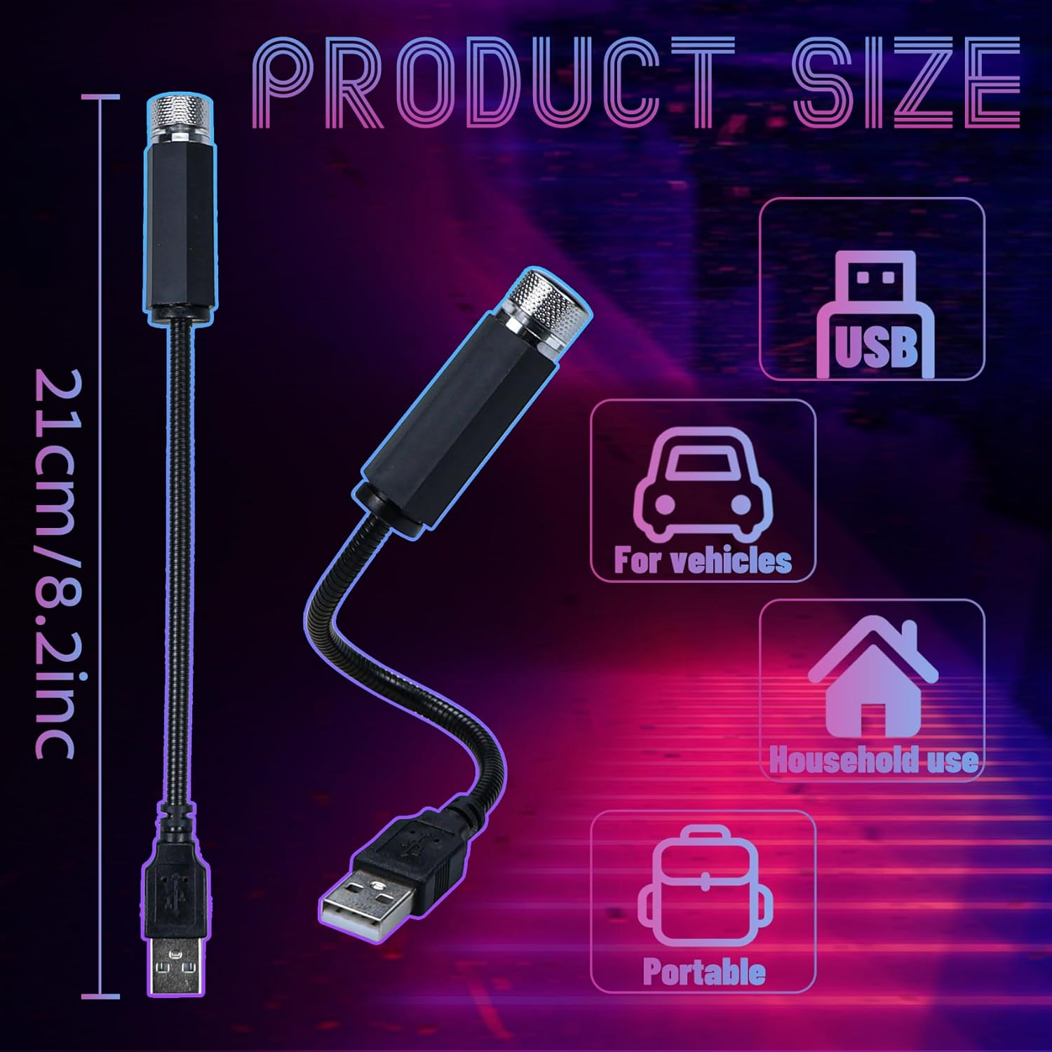 Car Led Interior Lights for Roof, Romantic Star Light Mini USB Projection Lamp Star Night Light Atmosphere Decoration for Cars Bedroom Party, Red image number 3