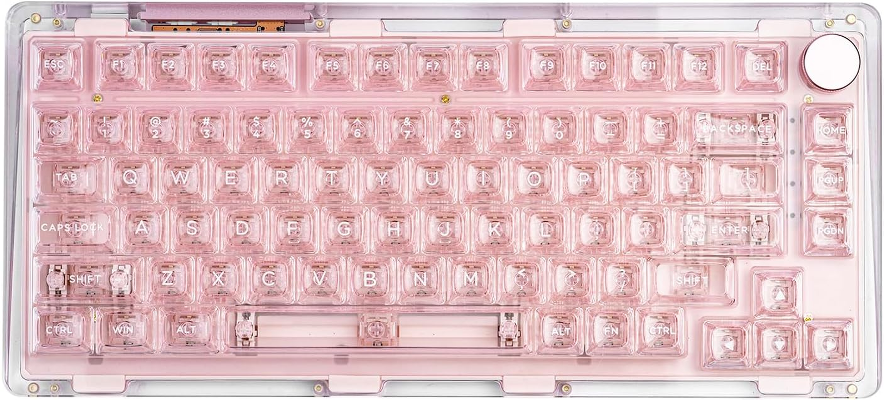 Kiiboom Phantom 81 75% Transparent Mechanical Gaming Keyboard, Hot Swappable Custom Gasket Keyboard with RGB Backlit, Clear Keycap, Rechargeable Battery, Triple Mode for Win/Mac (Phantom 81 V3 Clear)