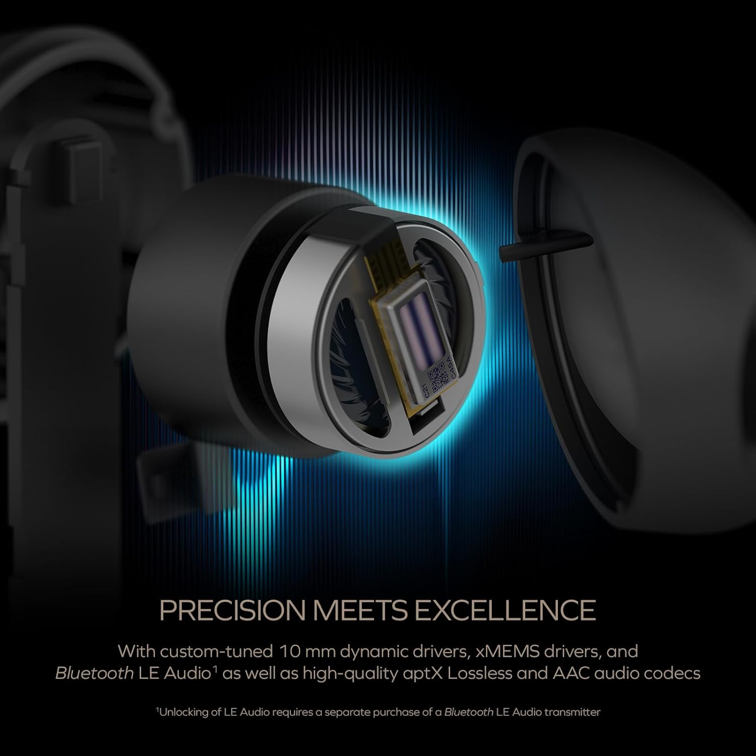 Aurvana Ace 2 with Xmems Driver, Lightweight True Wireless In-Ears with Bluetooth LE Audio, Aptx Lossless, Aptx Adaptive, Adaptive ANC, Ambient Mode, up to 24 Hours Battery Life, Built-In Mic image number 2
