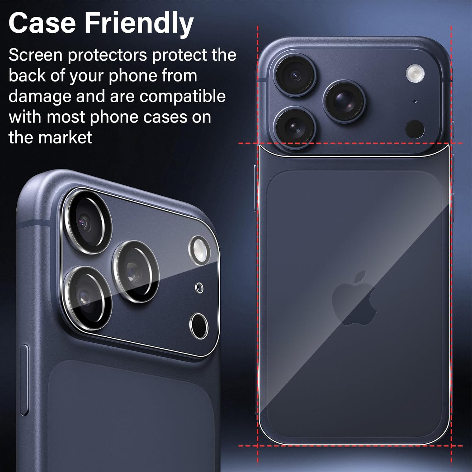 Xunzii Back Screen Protector for Iphone 17 Pro Max 6.9 Inch, Pack of 2 Rear Protective Glass + 2 Pieces Camera Protection, 9H Hardness Anti-Scratch, HD Film Back Protective Glass Non-Slip Film, [Ultra image number 6