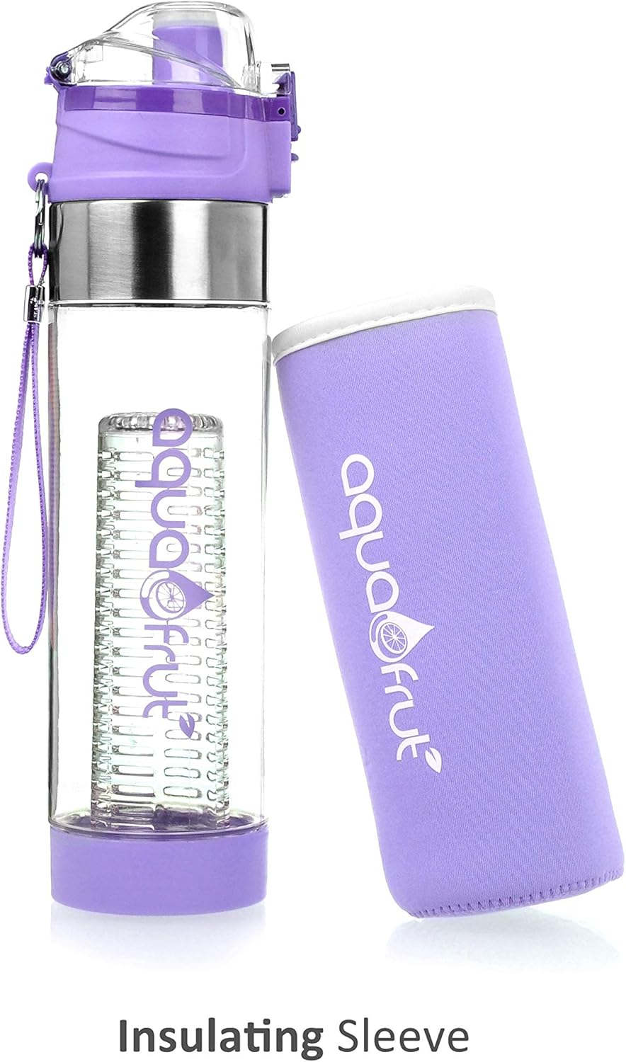 Bottom Loading Fruit Infuser Water Bottle (Oneclick Open Lid) - BPA Free Tritan Plastic - Leak Proof - 24Oz - Infusion Recipe Ebook Included image number 6