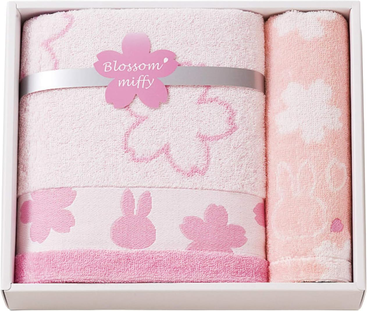 Nishikawa 228716882 Miffy Towel Gift Set, 8.7 X 9.8 X 2.4 Inches (22 X 25 X 6 Cm), Washable, 100% Cotton, Blossom Miffy, Made in Japan, Pink image number 3