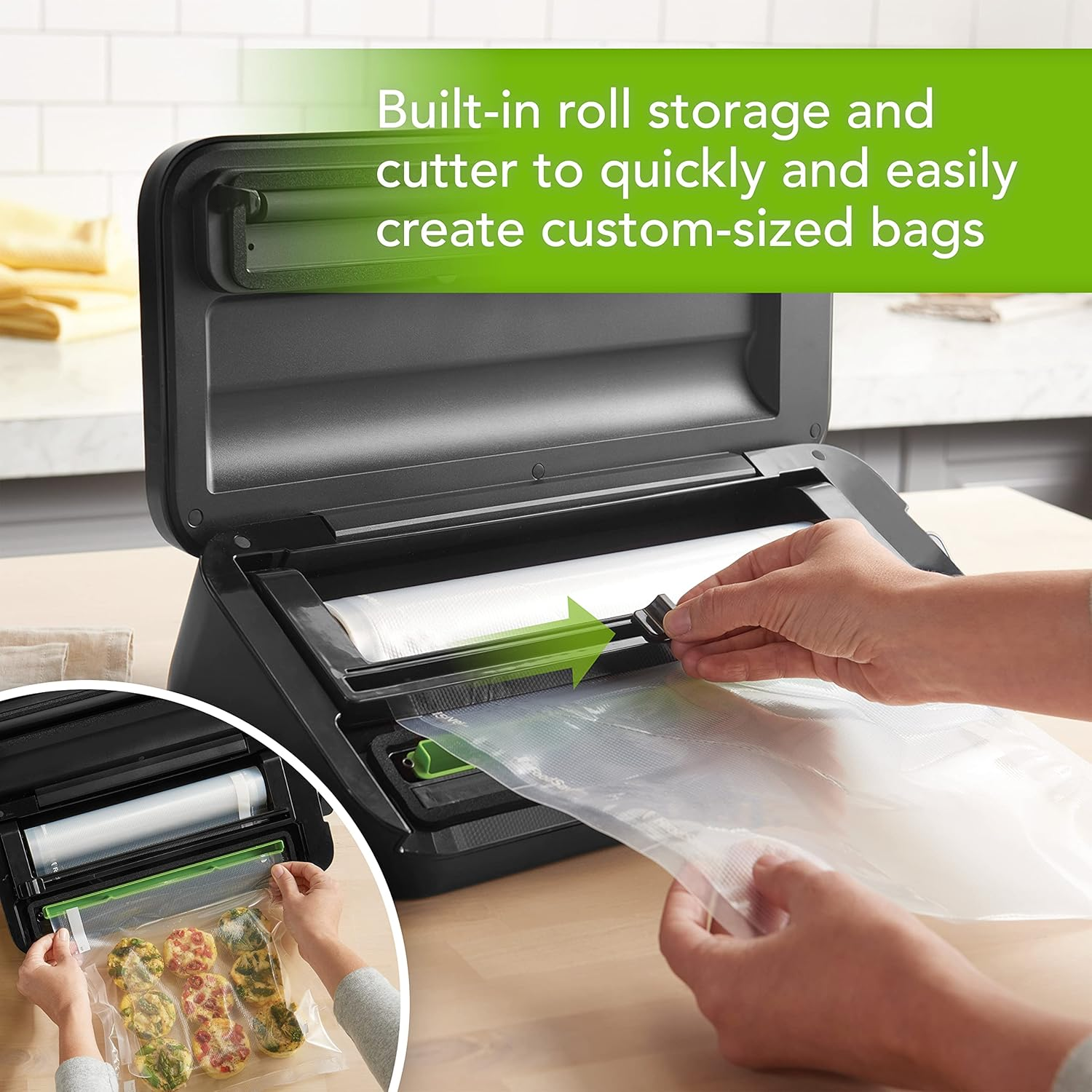 Foodsaver VS2198 Cut and Seal Machine | Sous Vide, Moist, Dry, Marinate, Pulse Settings | Built-In Roll Storage, Cutter | Heat & Handheld Vacuum Sealer, Commercial-Grade Seal, Stainless Steel image number 6