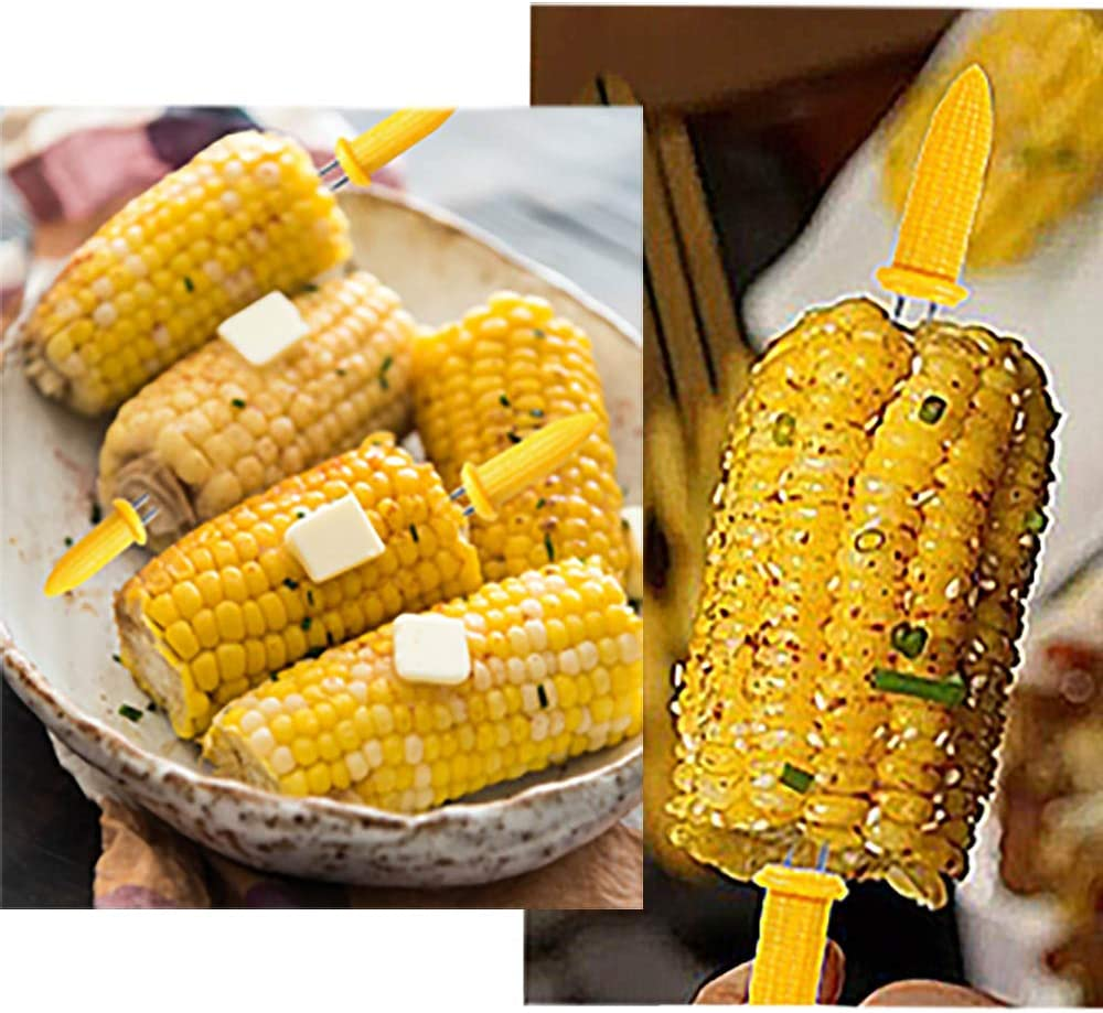 ONESWI 10PCS Corn Holders - Corn on the Cob Skewers,Stainless Steel Corn Fork Prong Skewers Kitchen Tool for BBQ Twin Prong Sweetcorn Holders Home Cooking Fork image number 5