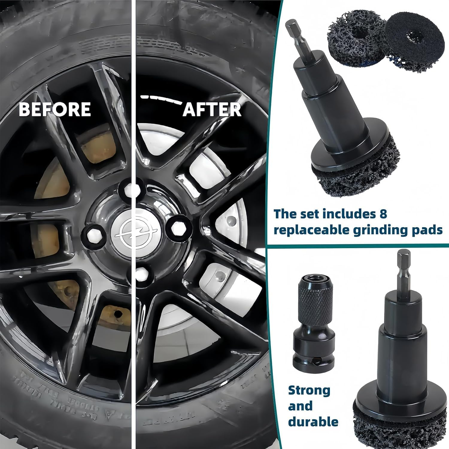 Wheel Hub Resurfacing and Stud Cleaner Tools, Wheel Stud Rust Removal Tool Brake Hub Resurfacing Kit, Rust Remover Cleaner Kit Polishing Maintenance Automotive Tool for 1/2 Inches Wrenches image number 3