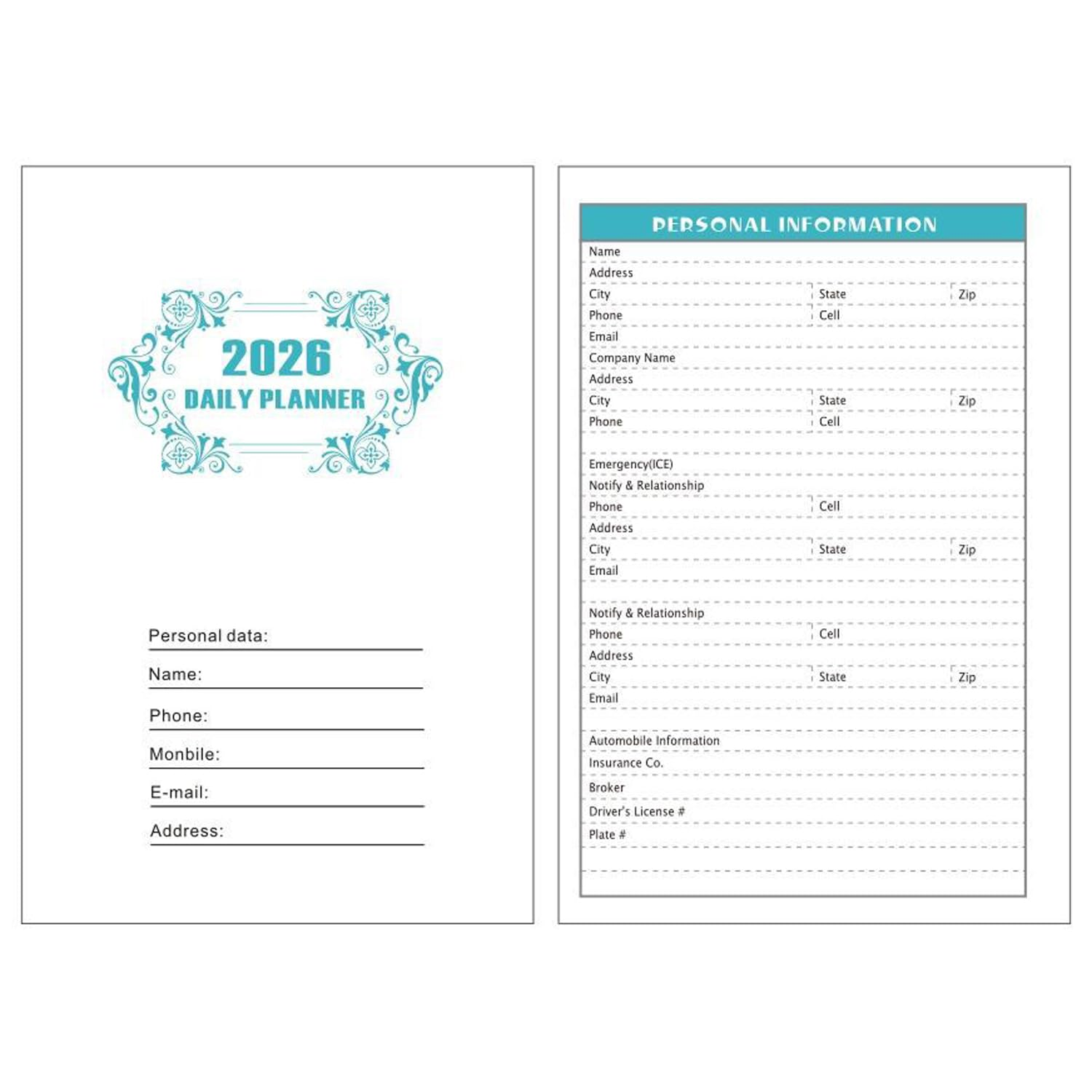 Haobase 2026 Diary A5 Week to View, January 2026 - December 2026, Elastic Closure, Monthly ＆ Weekly Planner for Work, Study, 21 Cm X 15 Cm X 1.3 Cm (Color01) image number 3