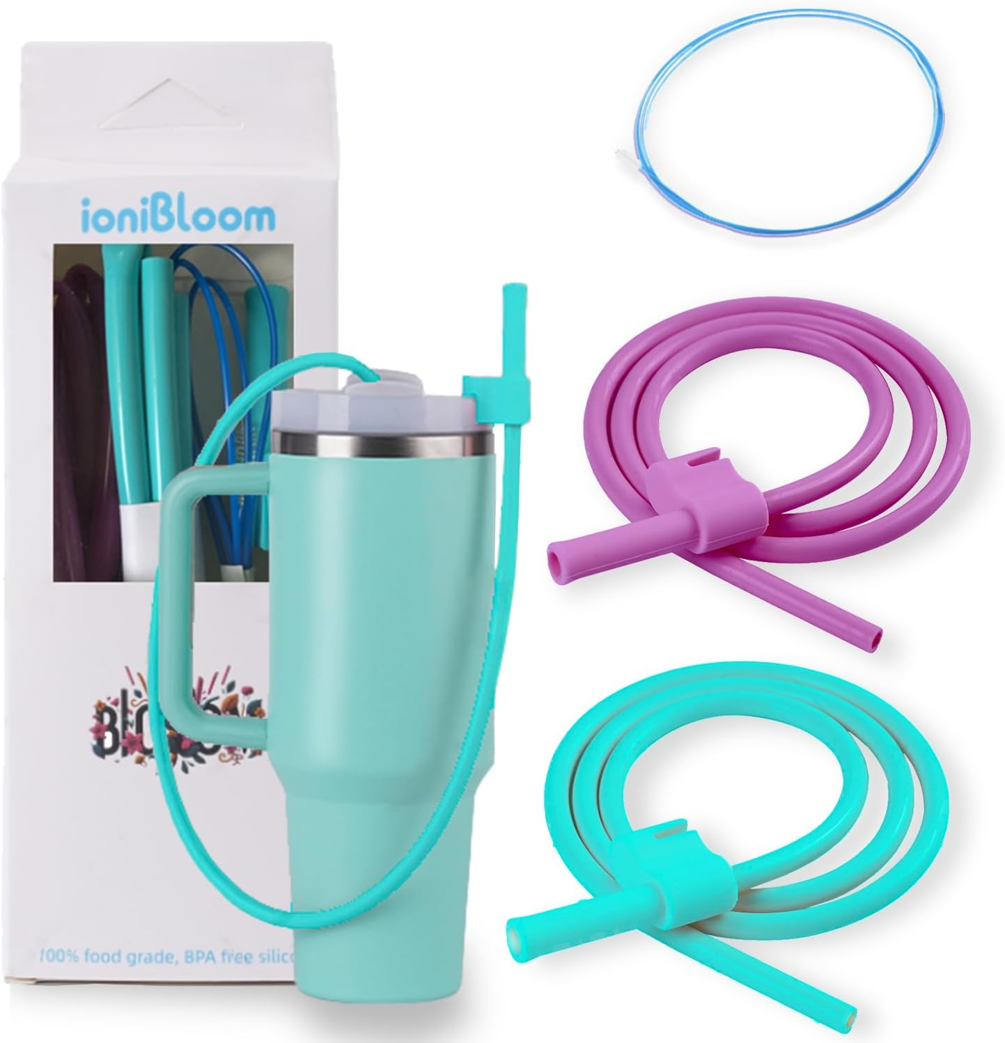 Flexible & Easy Sip: Extendable Reusable Silicone Straws - Innovative 35" Design, Fits 40 & 30 64 Oz Tumblers, Soft and Safe Accessories for Stanley Tumbler(Light Color Combination)