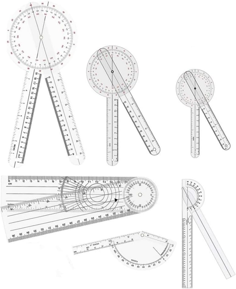 GYWHOOFT Finger Goniometer, 6 Pcs 360&deg;Goniometer Set,6/8/12 Inch Angle Finger Goniometer, Occupational Therapy Protractor Tool Measuring Angle Ruler 360 Degree Universal image number 1