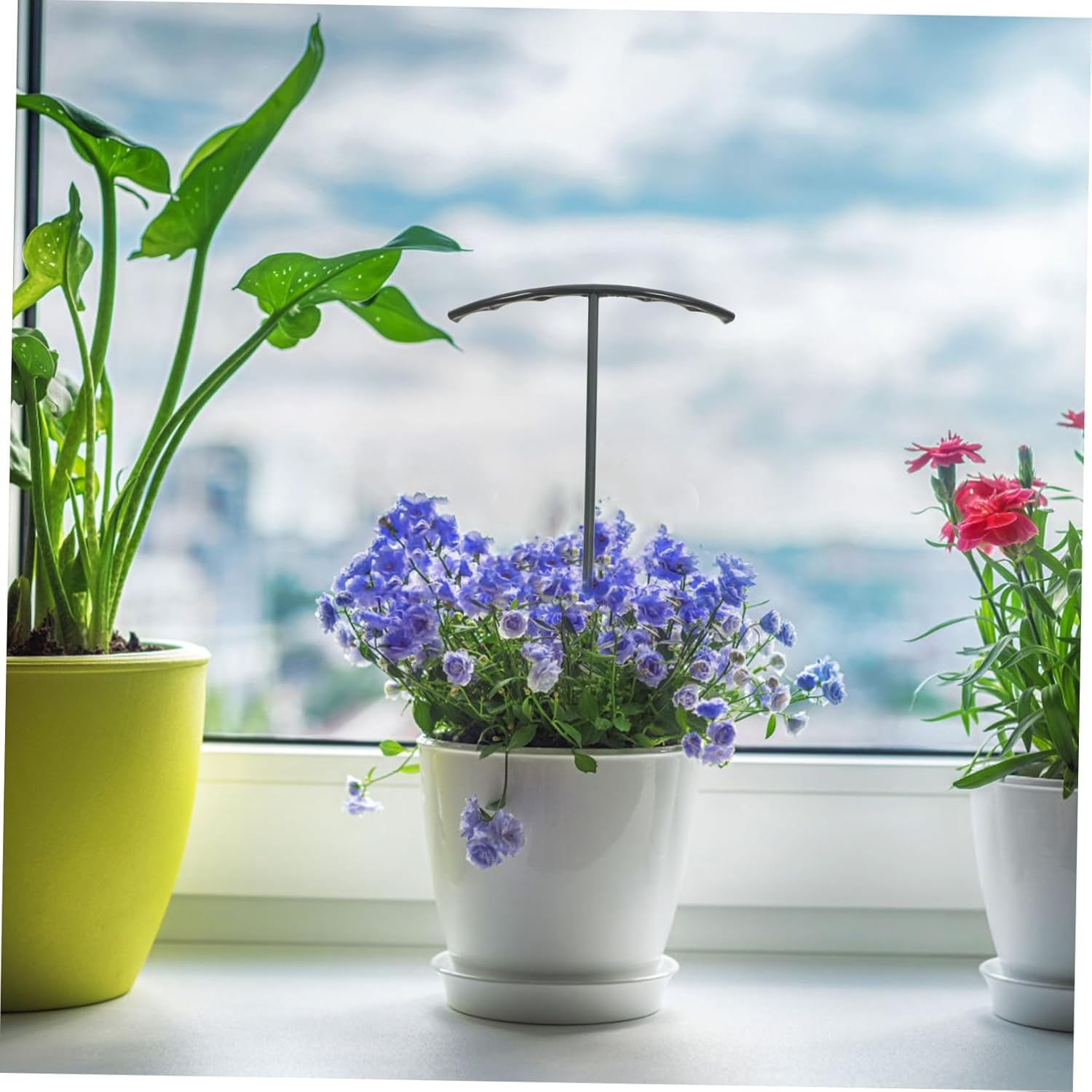 FONDOTIN Deep Green Plant Support Stakes for Garden Bed Monstera Plant Support Plastic Flower Stakes Clips Versatile Flower for Outdoor Gardening image number 5