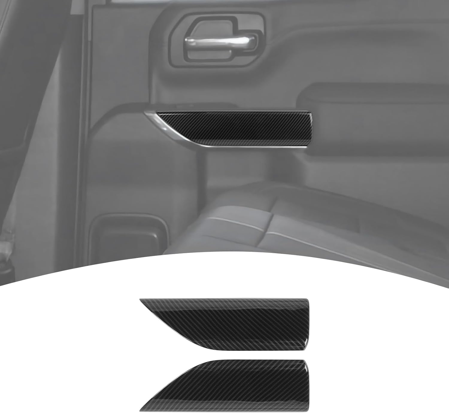 PDKLIN for Silverado Rear Door Panel Trim Cover for Chevy Silverado/Gmc Sierra 2019-2022(Double Cab) Carbon Fiber Interior Accessories 2Pcs