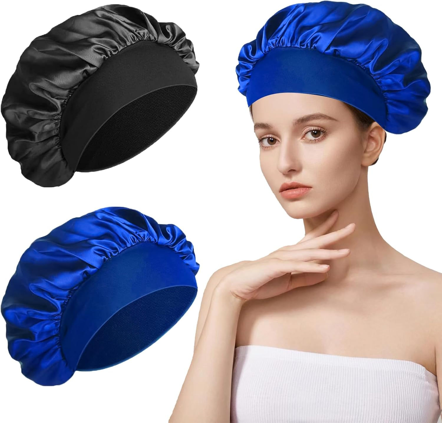 Bonnet Sleep Cap Hair, Bonet Silk, Shower Cap Women, Sleep Cap Hair Protection Children, Sleep Cap Curls, Satin Hood for Sleeping Men, Silk Hood Hair, Hair Protection (Burgundy and Black)